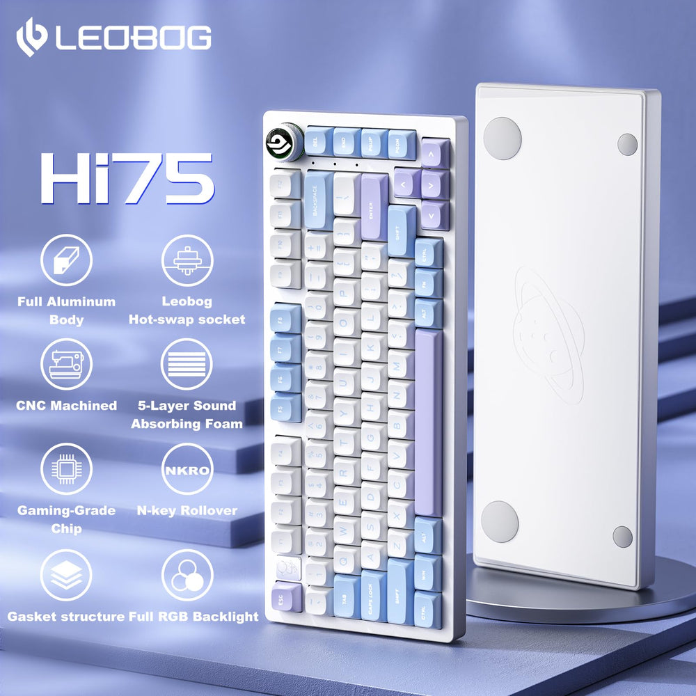 HI75 75% Customized Mechanical Keyboard-White+Blue+Purple - Aula Inno