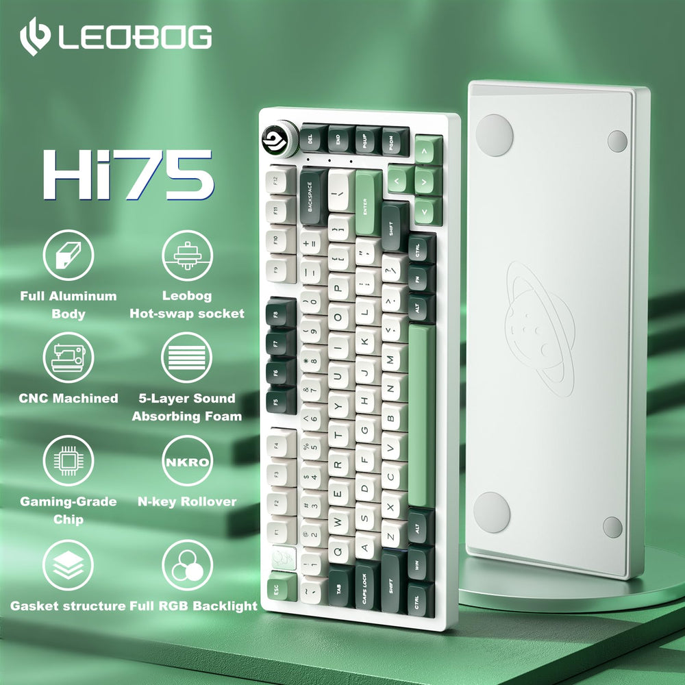 HI75 75% Customized Mechanical Keyboard-White+Green - Aula Inno