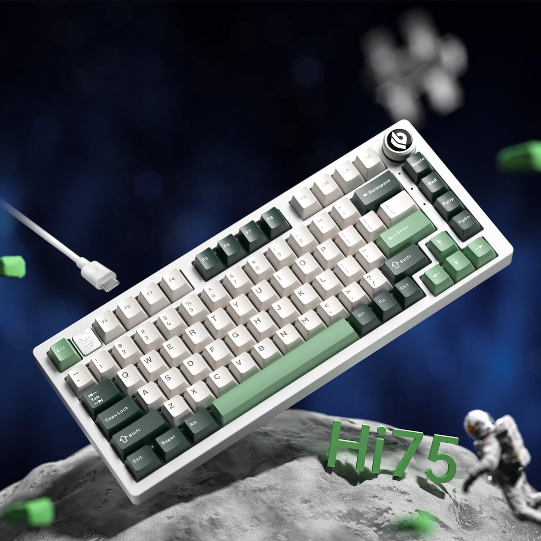 HI75 75% Customized Mechanical Keyboard-White+Green